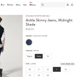 SPANX-Ankle Skinny Jeans, Midnight Shade. Size L / INSEAM: PETITE-New with tags